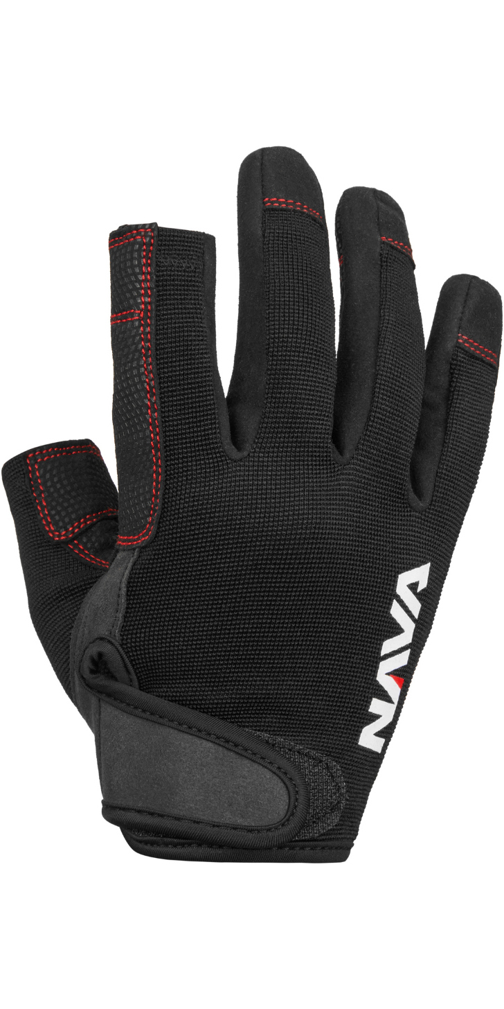 2025 Nava Performance Nava Club Long Finger Sailing Gloves NAVACGLF01 - Black
